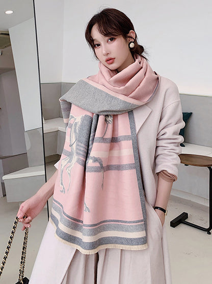 flowersverse Personality Warm Cartoon Print Shawl&Scarf