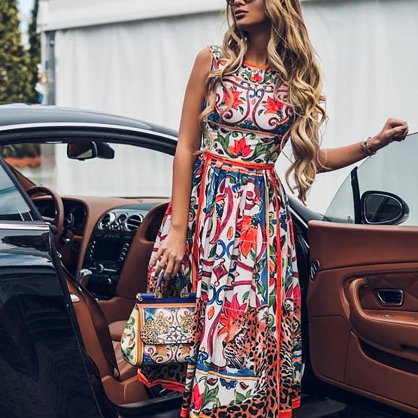 flowersverse Printed Short Sleeve Dress Elegant Dress