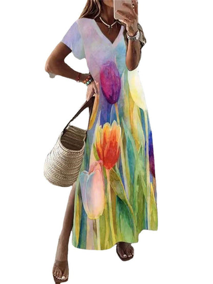 flowersverse Fashionable Casual Dress for Women - Ideal for Beach Resorts