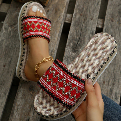 flowersverse Vibrant Ethnic-Style Summer Slippers for Women