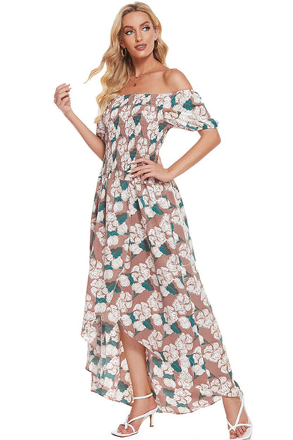 flowersverse Floral Off-Shoulder Slit Maxi Dress