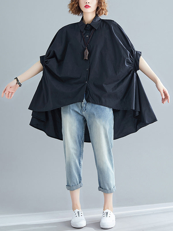 flowersverse Irregular High-Low Oversize Batwing Sleeve Shirt