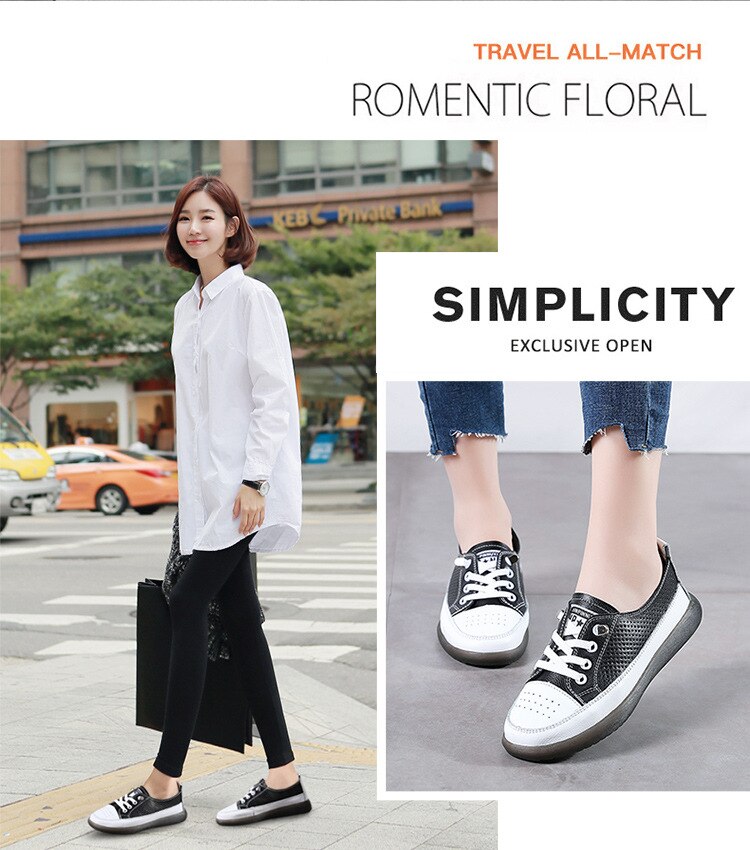 flowersverse Women's Leather Sneakers Women Casual Fashionable Sports Shoes Vulcanized Woman Summer Flat Shoe Ladies White Lacing 40