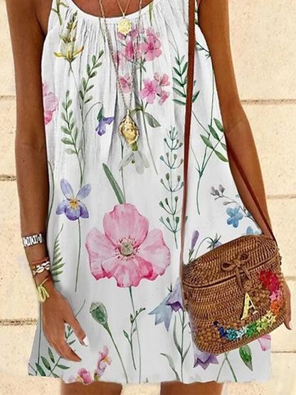 flowersverse Floral Casual Vacation Spaghetti A-line Dresses