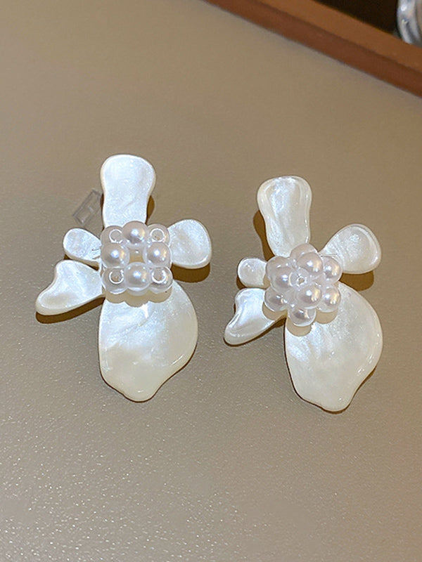 flowersverse Acrylic & Imitation Pearl Flower Shape Earrings Accessories