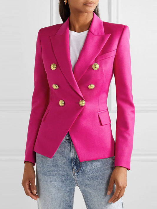 flowersverse Buttoned Long Sleeves Notched Collar Outerwear Blazer