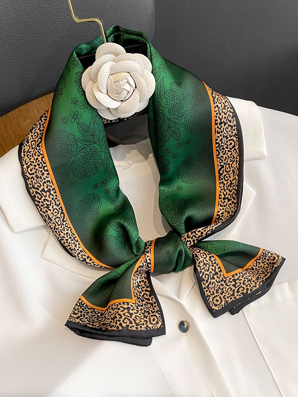 flowersverse Urban Leopard Printed Silk Imitation Scarf