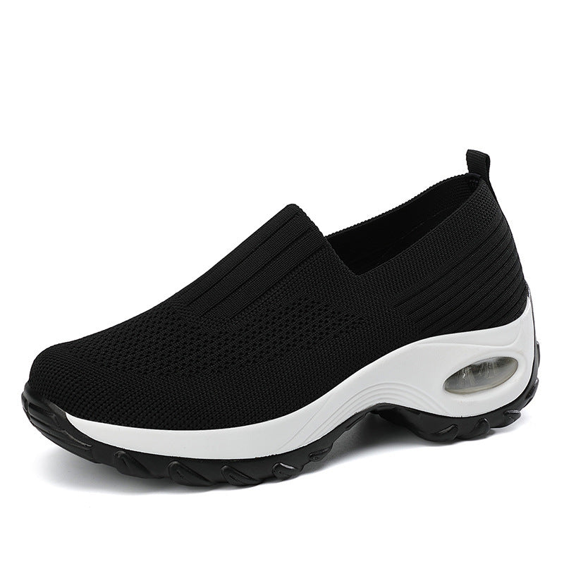 flowersverse New Breathable Slip On Middle-aged Mesh Casual Thick Bottom Heightened Sneakers