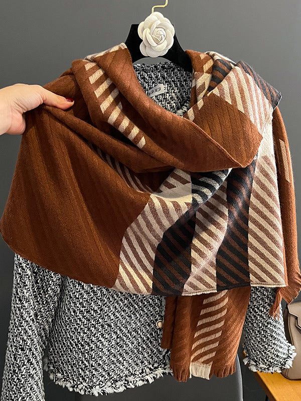 flowersverse Urban Imitated Cashmere Stripped Warm Shawl&Scarf