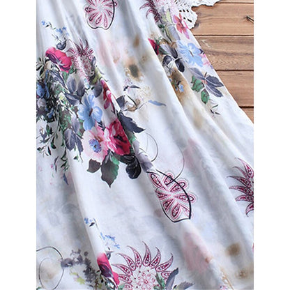 flowersverse Women's Plus Size Casual Dress Slip Dress Floral Long Dress Maxi Dress Sleeveless Print Strap Basic Daily Pink Green Spring Summer L XL XXL 3XL 4XL