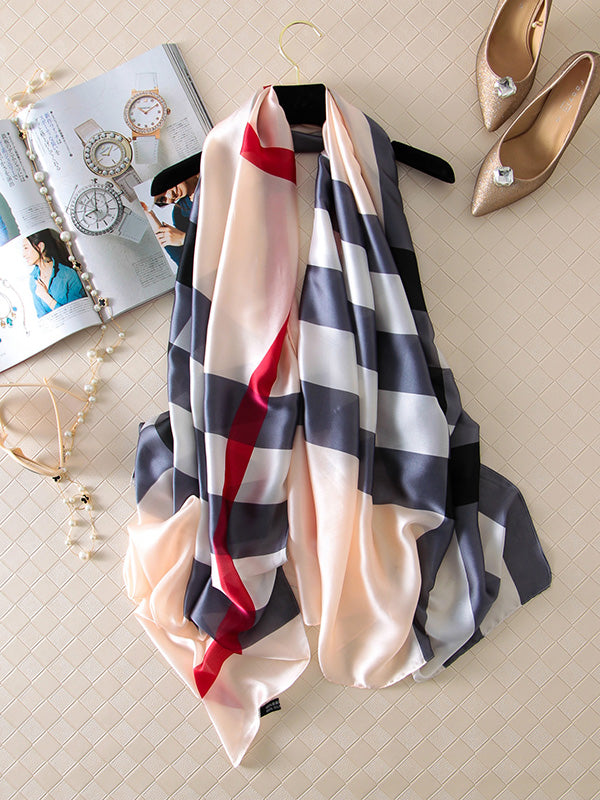 flowersverse Stylish Plaid Silk Imitation Shawl&Scarf