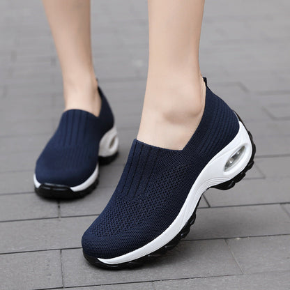 flowersverse New Breathable Slip On Middle-aged Mesh Casual Thick Bottom Heightened Sneakers