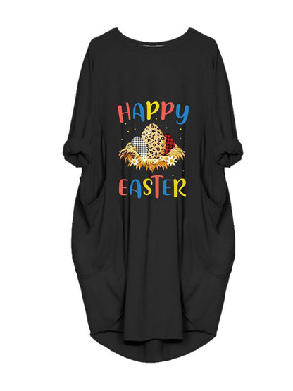 flowersverse Plus Size Easter Long Sleeves Rabbit Midi Dresses