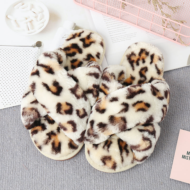 flowersverse Home Sweet Home Faux Fur Slippers