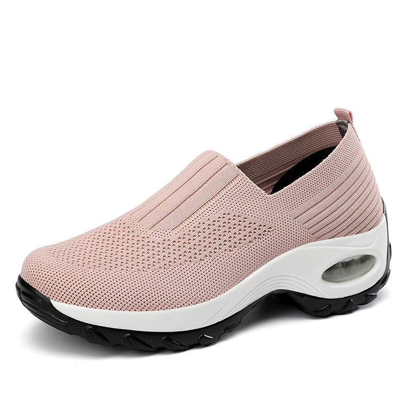 flowersverse New Breathable Slip On Middle-aged Mesh Casual Thick Bottom Heightened Sneakers