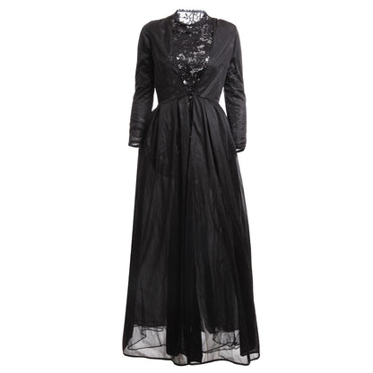 flowersverse Women's Lace Dress Dress Set Two Piece Dress Long Dress Maxi Dress Black Long Sleeve Pure Color Lace Winter Fall Spring Crew Neck Fashion Party Winter Dress Birthday Slim  S M L XL