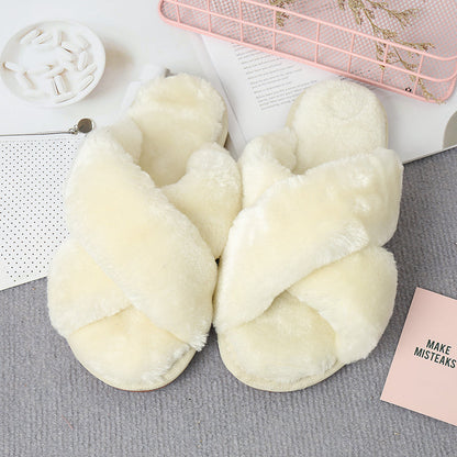 flowersverse Home Sweet Home Faux Fur Slippers