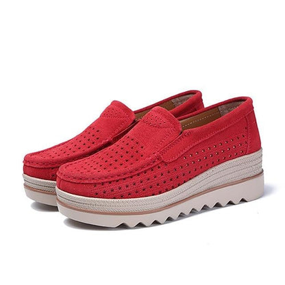 flowersverse Women Shoes Platform Sneakers Slip On Flats Loafers Moccasins Hollow Out Casual Shoes