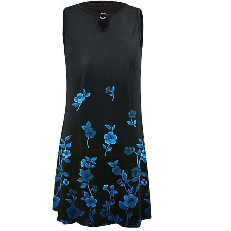 flowersverse Women's Casual Dress Shift Dress Tank Dress Floral Butterfly Print Crew Neck Mini Dress Fashion Outdoor Daily Sleeveless Regular Fit Black White Blue Winter Fall S M L XL XXL