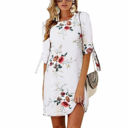 flowersverse Summer Dress Boho Style Floral Print Chiffon Beach Dress