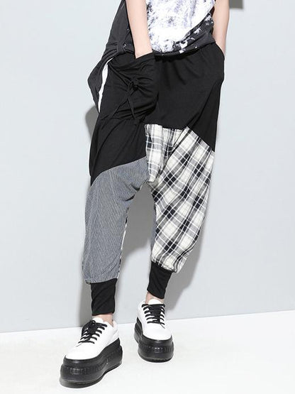 flowersverse Loose Plaid Split-joint Harem Pants