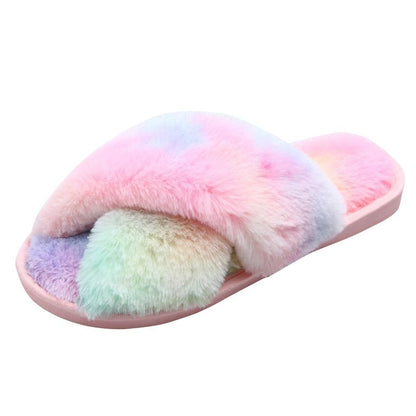 flowersverse Home Sweet Home Faux Fur Slippers