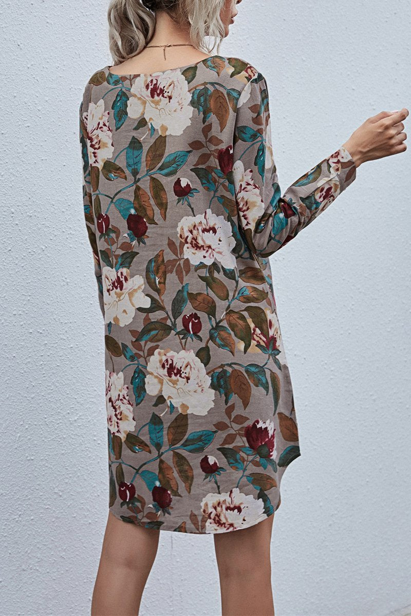 flowersverse Floral Printed Long Sleeve Dress