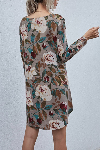 flowersverse Floral Printed Long Sleeve Dress