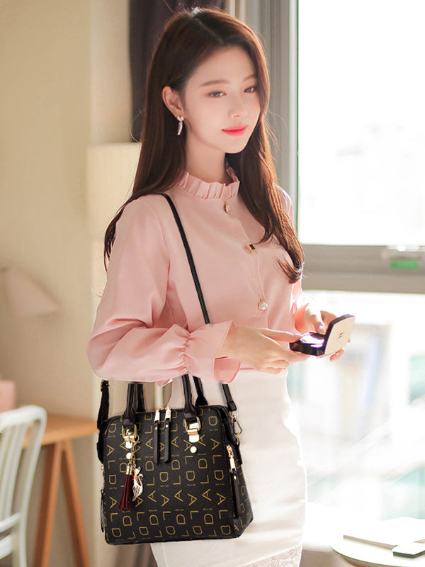 flowersverse Casual Letter Print Zipper Simpel Shoulder Bag