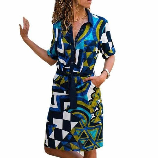 flowersverse Women Striped Print Lace Up Beach DressPlus Size