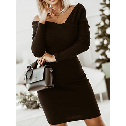 flowersverse Women's Semi Formal Dress Party Dress Bodycon Special Occasion Evening Party Mini Dress Fashion Party One Shoulder Long Sleeve Ruched  Slim Black Red Pure Color S M L XL