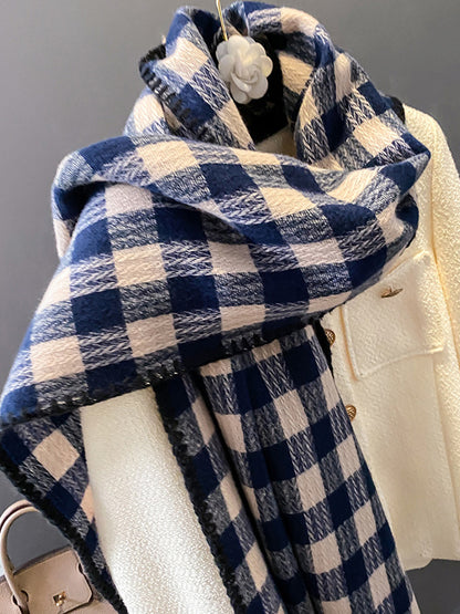 flowersverse Vintage Imitated Cashmere Plaid Shawl&Scarf