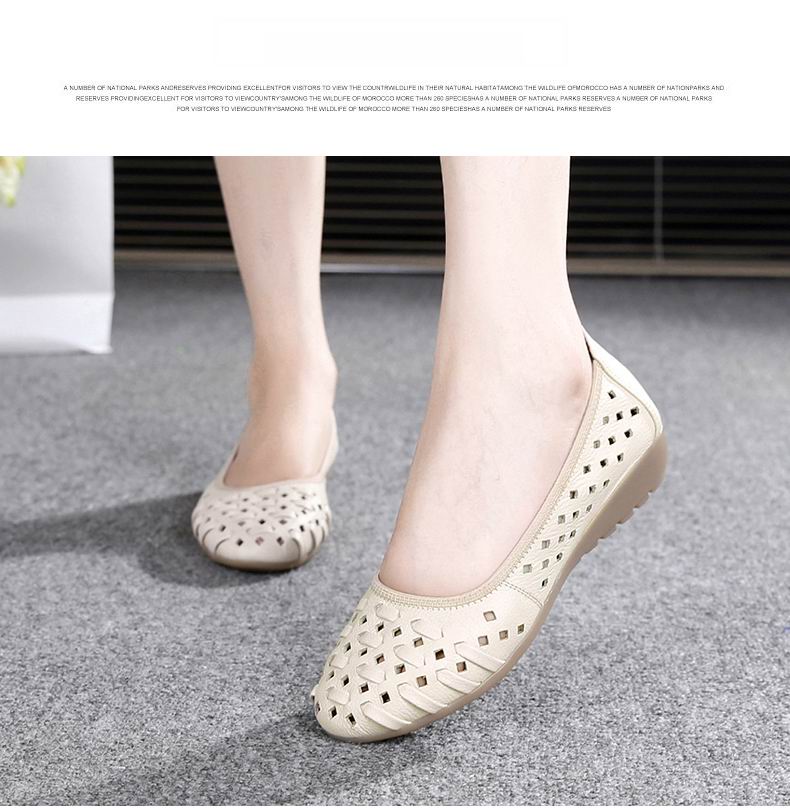 flowersverse Fashion Genuine Leather Casual Loafers Shoes Women Sandals Summer Shoes Flats with Hollow Out Size 35-43