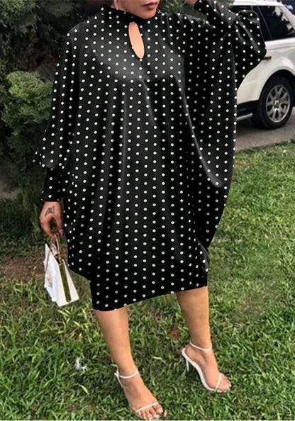 flowersverse Women's Polka Dot Oversized Plus Size Dress