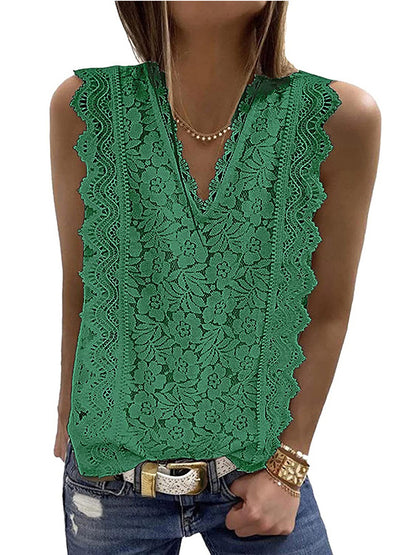 flowersverse Original Lace Solid Color Loose Vest Top