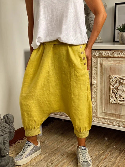 flowersverse Casual Plus Size Cotton Linen Pants