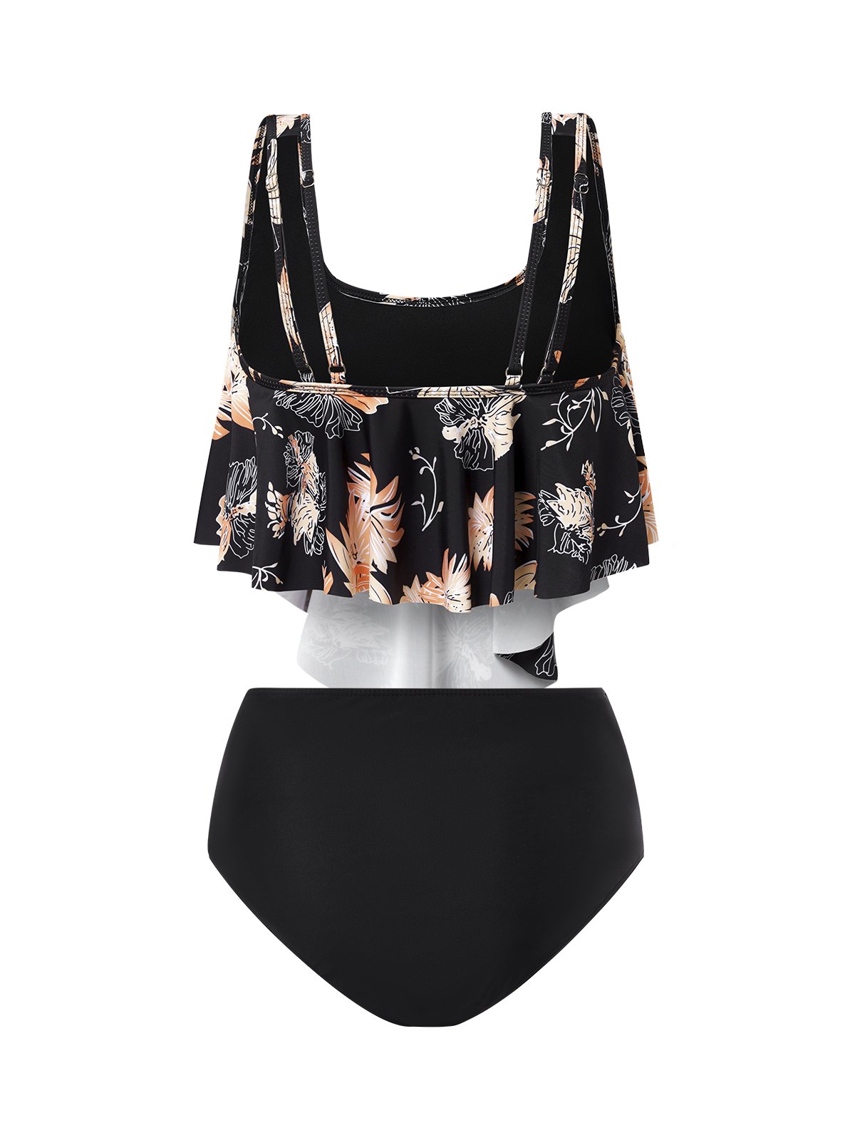 flowersverse Vacation Floral Printing Scoop Neck Tankinis Two-Piece Set