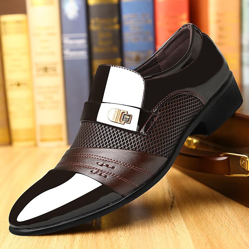 flowersverse Men's Oxfords Loafers & Slip-Ons Formal Shoes Dress Shoes Plus Size Business Wedding Party & Evening Microfiber Black Brown Spring Fall