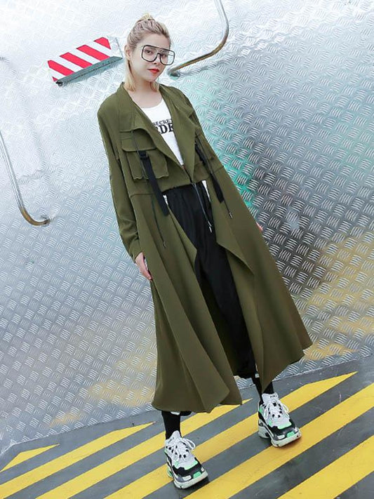 flowersverse Light Loose Solid Trench Coat