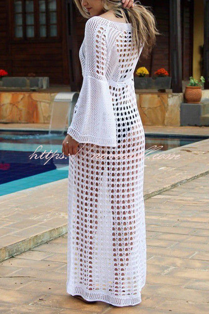 flowersverse Beachside Retreat Crochet Cover-Up Dress