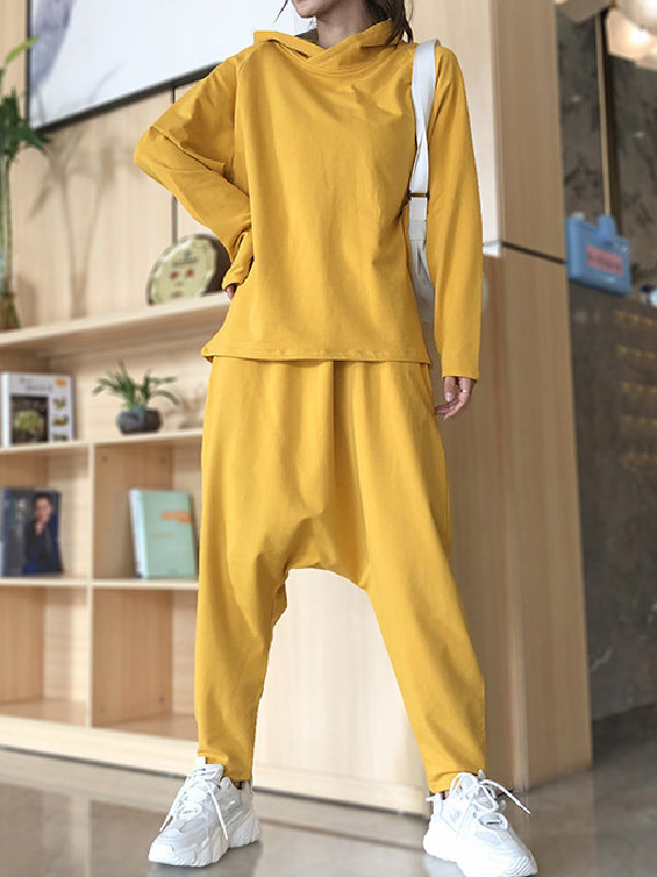 flowersverse Casual Solid Hoodie&Pants Suits