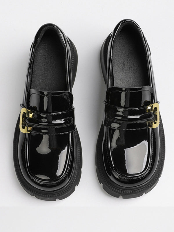 flowersverse Round-Toe Split-Joint Loafers