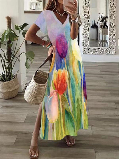 flowersverse Fashionable Casual Dress for Women - Ideal for Beach Resorts