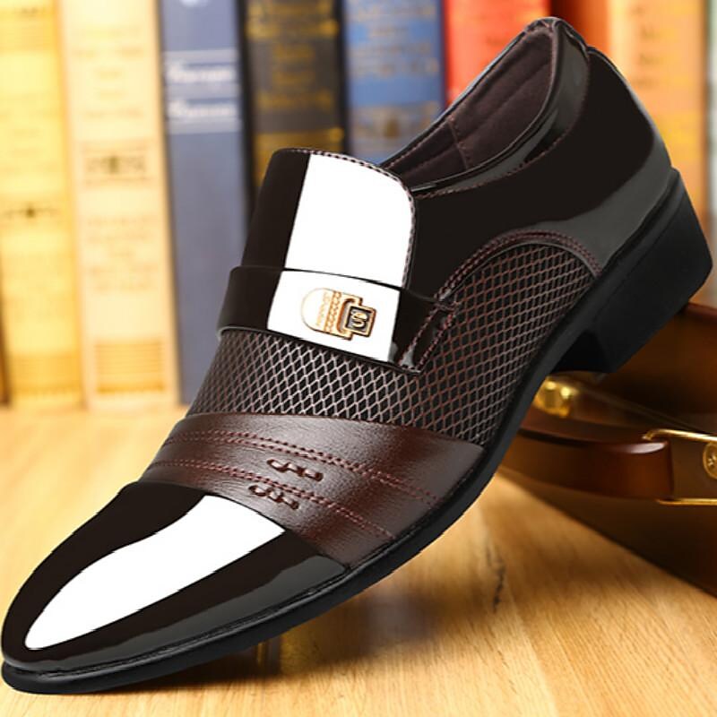 flowersverse Men's Oxfords Loafers & Slip-Ons Formal Shoes Dress Shoes Plus Size Business Wedding Party & Evening Microfiber Black Brown Spring Fall