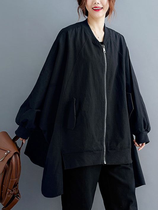 flowersverse Original Solid Irregularity Flight Jacket