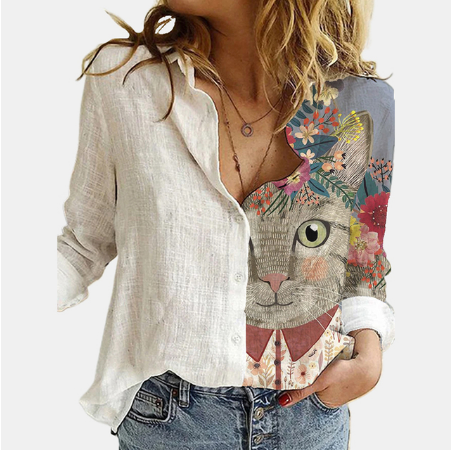 flowersverse 5XL 3D Digital Portrait Letter Printing Casual Women Blouse Oversized Spring Autumn Loose Button Cardigan Long Ladies Shirt New