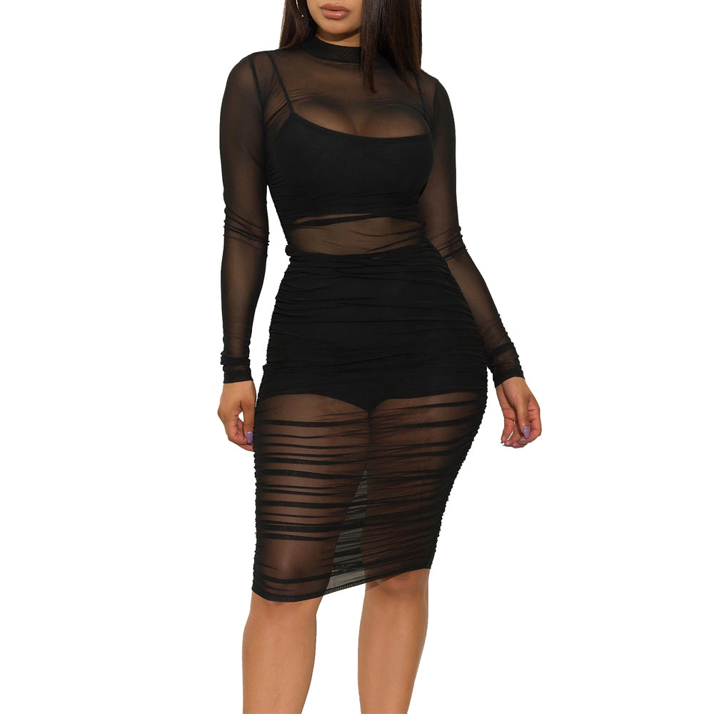 flowersverse Three Piece Mesh Cover Up & Short Sets