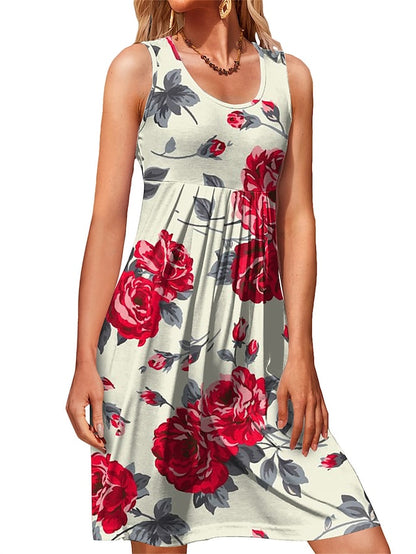 flowersverse Women's Casual Dress Sheath Dress Floral Dress Mini Dress Black White Red Sleeveless Graphic Print Winter Fall Spring Cold Shoulder Romantic Daily Vacation Fall Dress  S M L XL 2XL