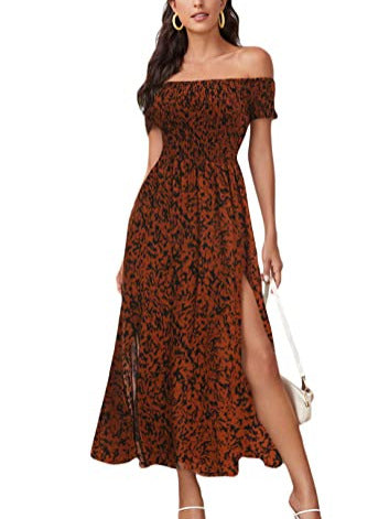 flowersverse Bohemian Floral Print Dress for Women's Casual Fashion