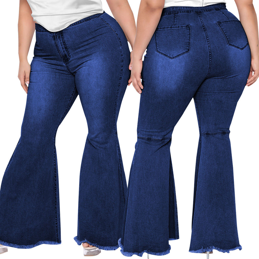 flowersverse Fashion Slim Fit Wide Leg Sexy Plus Size Flared Jeans